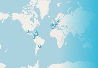Mapa Presencia Global Calier, con todas las filiales marcadas
